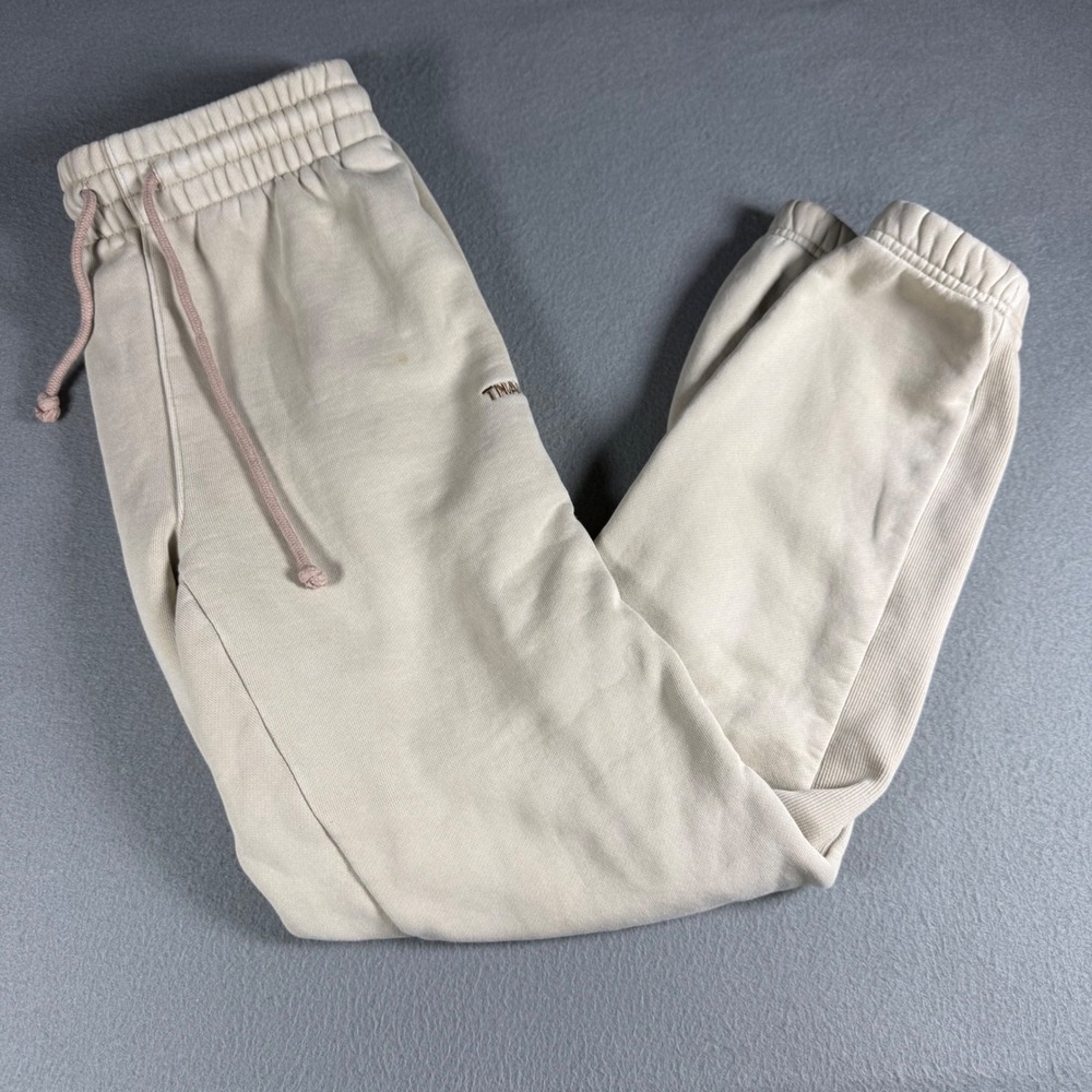 TNA Aritzia Sweatfleece Cozy Fleece Boyfriend Fit Sweatpants XS Beige Joggers